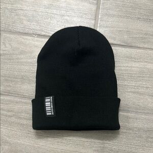 Black Beanie with Barcode Detail